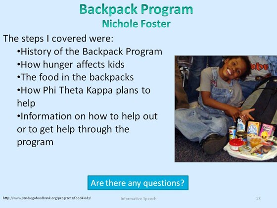 PowerPoints: PowerPoint-Backpack Program (Food Finders Food Bank)